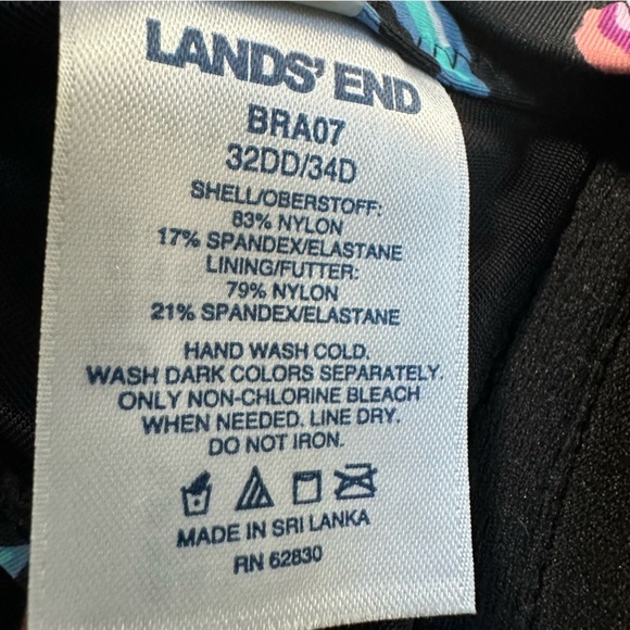 Lands End Floral Two-Piece Swim Suit, Bra 32DD, 34D, Pants Small - Picture 10 of 11